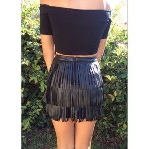 H&M leather tassel mini skirt